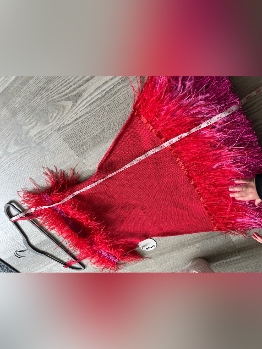 NWT Staud Etta Ostrich Feather Mini Dress Medium - Picture 14 of 15